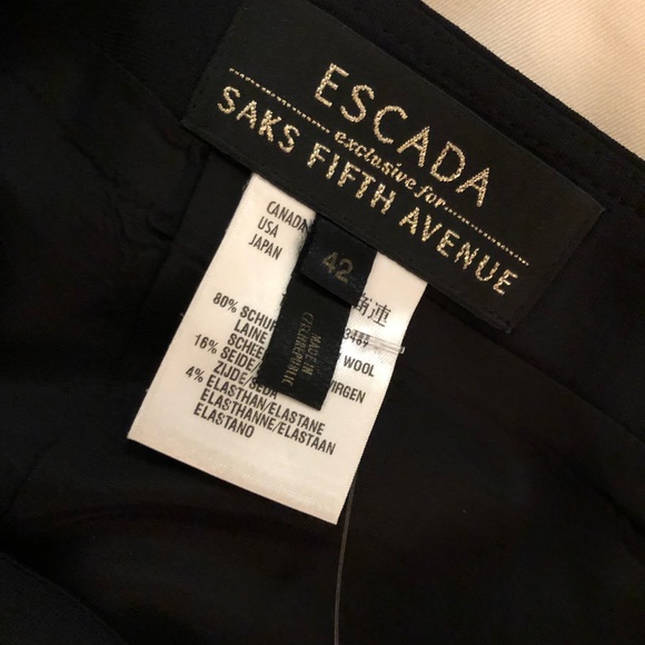 NWOT ESCADA for Saks Fifth Avenue Black Pencil Skirt w/ 2 Side Slits, Sz EUR 42 - Picture 2 of 16